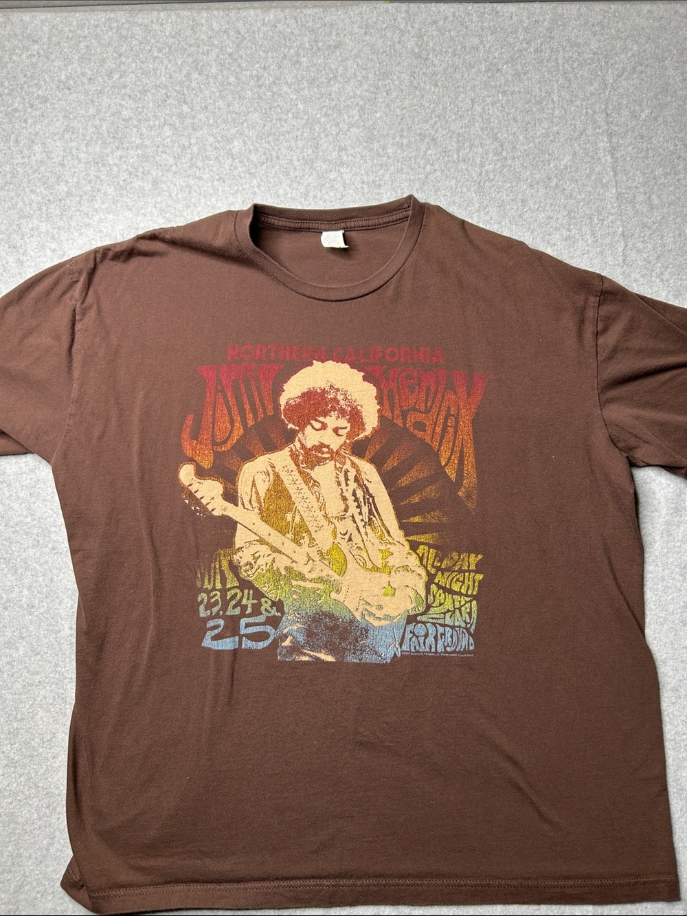 Jimi Hendrix Men's Brown Short-Sleeve Graphic Tee with‎ Vintage Music Print